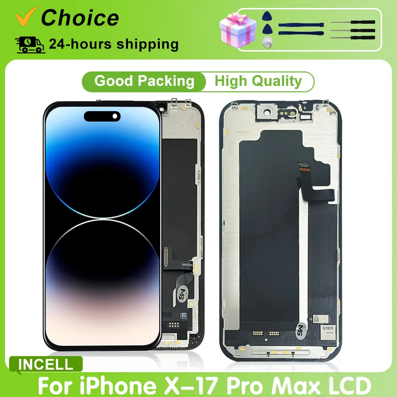 Tela LCD INCELL para iPhone X XR XS Max, Digitalizador para iPhone 11 12 13 14 15 16 17 Pro Max, Display LCD 3D Touch 15 Plus