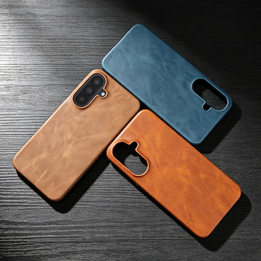 Premium Skin-Like Leather Case For Samsung Galaxy S26 Plus S25 Edge S24 S23 FE S22 Plus S21 Ultra Phone Case Back Cover S26Plus