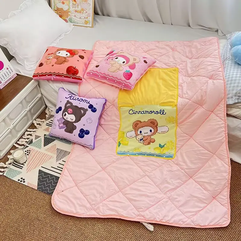 

Kawaii Hello Kitty Kuromi My Melody Cartoon Two-In-One Pillow Quilt Anime Sanrio Girl's Heart Cute Office Sofa Lunch Break Quilt