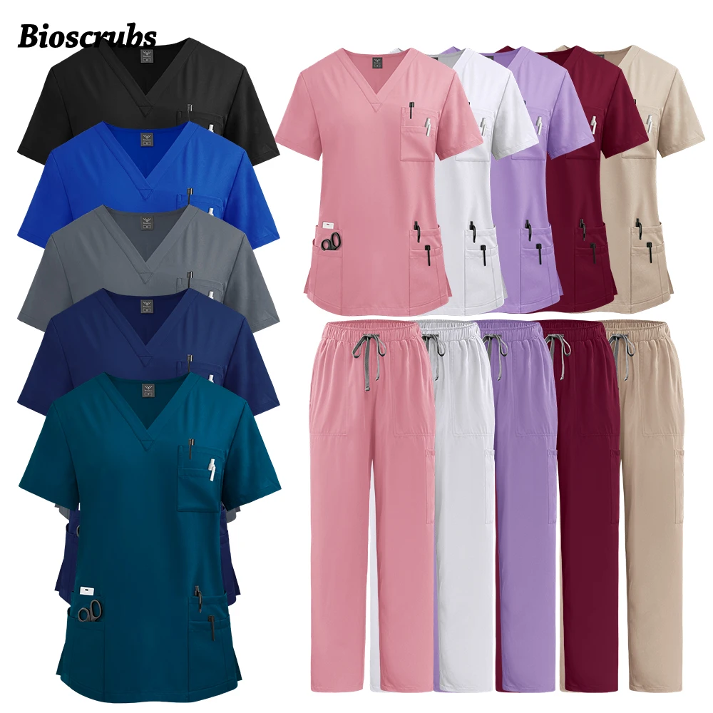 

Медицинская хирургическая одежда для женщин, оптовая продажа, унисекс, униформа для кормления, доктор, медсестра, скрабы, топ, брюки, стоматологический аптека, рабочий костюм