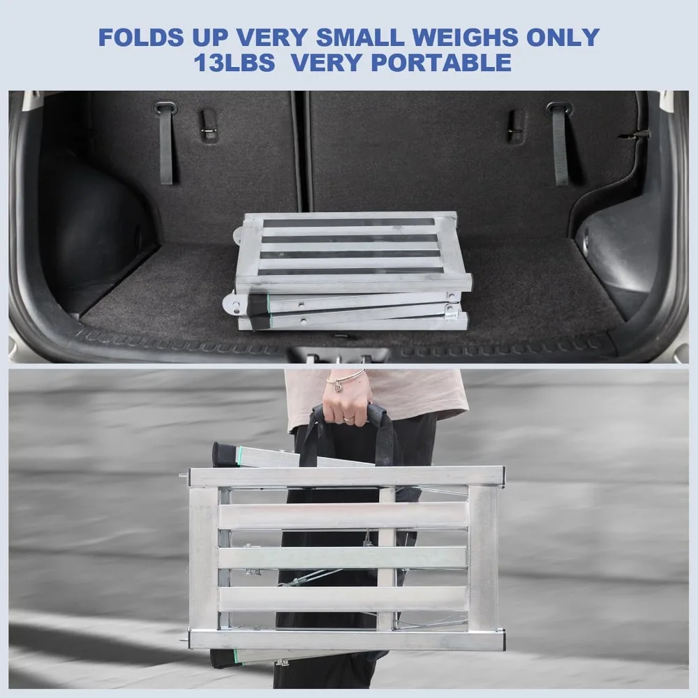 Adjustable Work Platform with 400 lb Duty Rating, Steel Step Ladder, Portable Folding Scaffolding Platform for RV Cleaning High