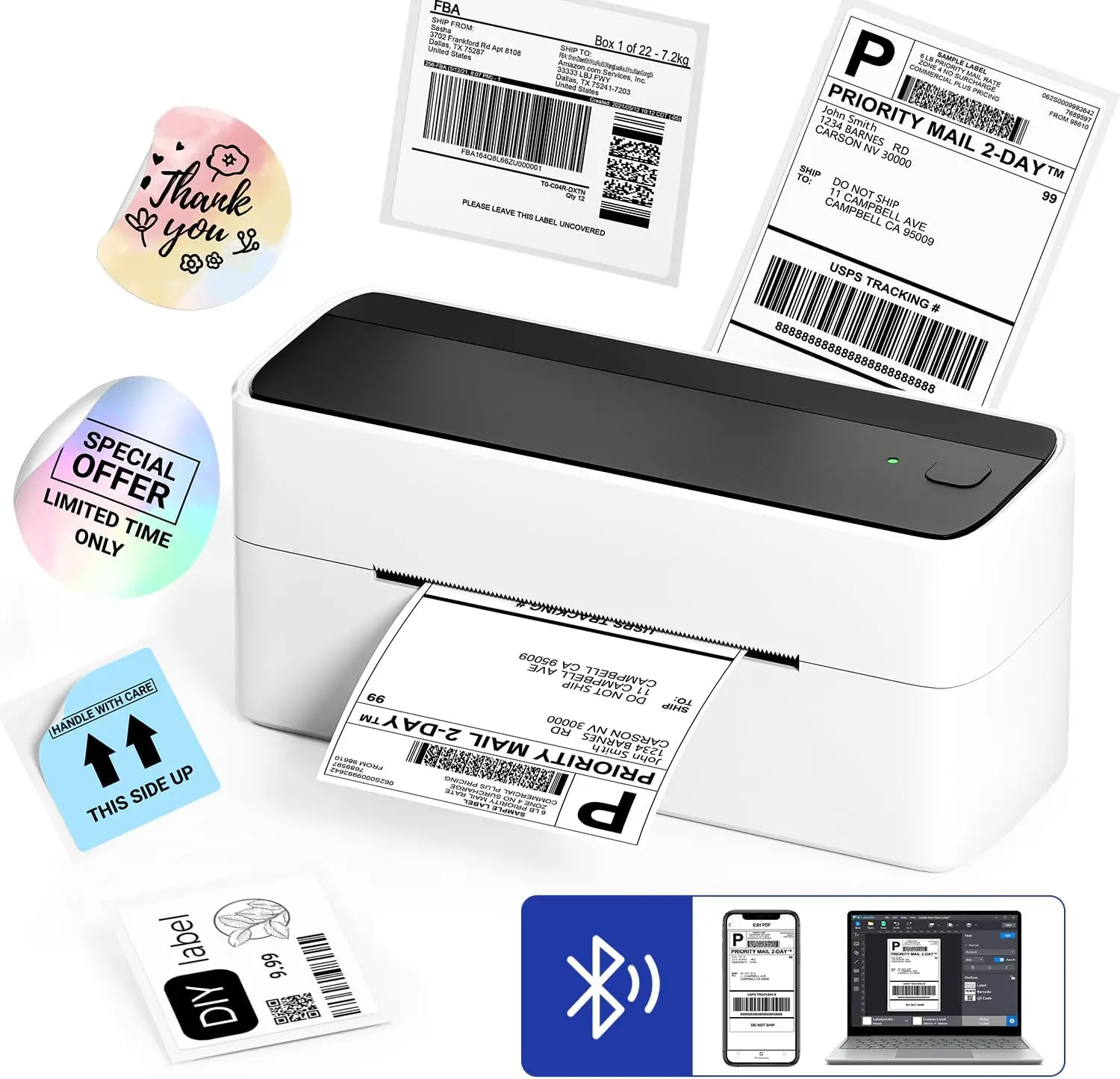 

Phomemo 241 BT Bluetooth Thermal Shipping Label Printer Wireless Printer for Shipping Package Small Business for IOS PC&Phone