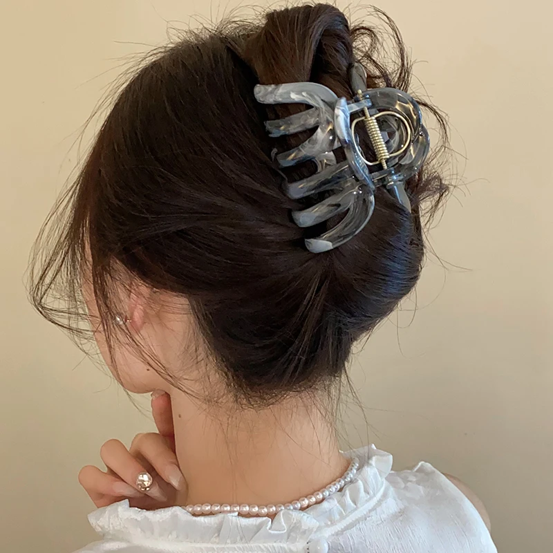 Acetat Hollow geometryczne włosy krab pazur damski Shark Claw klip nakrycia głowy Barrette modna ozdoba akcesoria do włosów dziewczyny prezenty — zdjęcie 3
