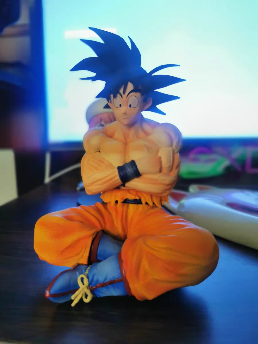 Anime Dragon Ball Dream Gk Sitting Goku Action Figure Super Saiyan Figure Model Hand Model Decoration Animation Surrounding Gift