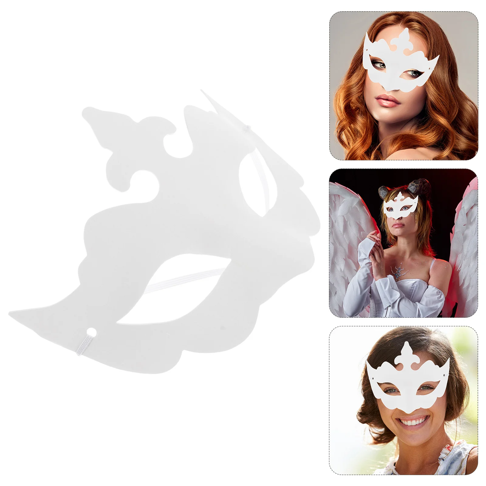 6 Pcs DIY Crown Mask Mache Masks Unpainted Paper White Mardi Gras Blank Masquerade Party Makeup