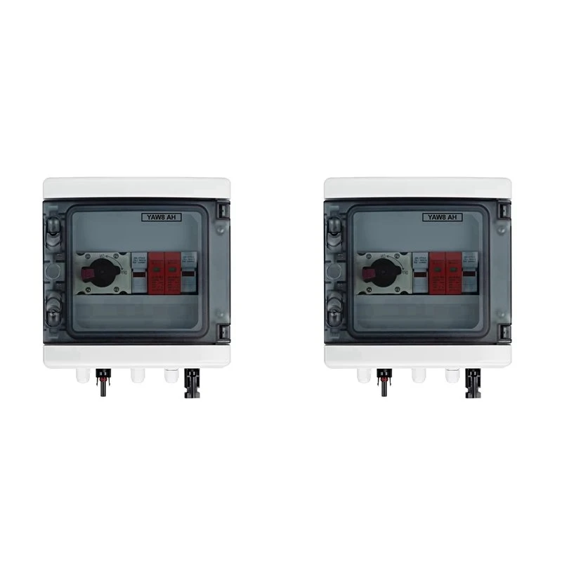 【AA86】2X Solar Photovoltaic PV Combiner Box With Protection 1 Input 1 Out DC 1000V 15A Fuse MCB SPD Waterproof Box