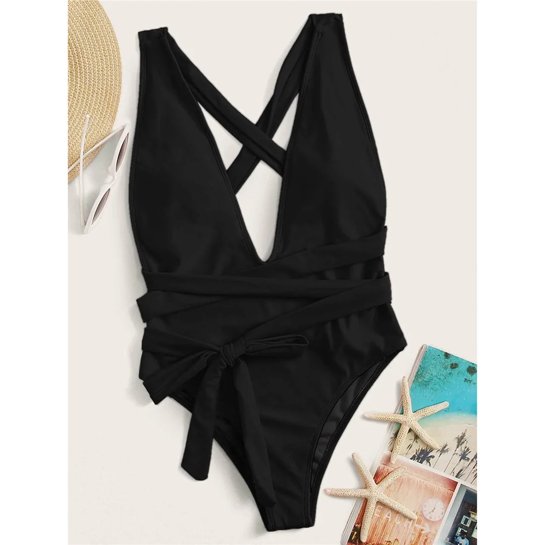 Langer, umwickelbarer Badeanzug für Damen, einteiliger Badeanzug, Damen-Badebekleidung, Badeanzug mit Schlangenmuster, Strandmode V852SW – Detail 38