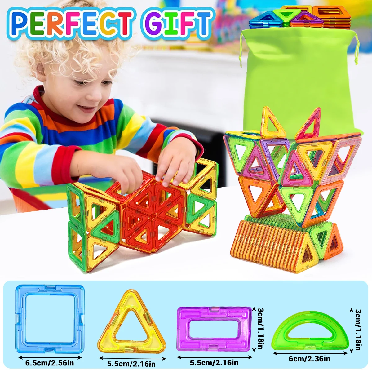 Blocos de construção magnéticos de tamanho grande, brinquedos magnéticos diy, tamanho médio, brinquedos de construção, aprendizagem, brinquedos magnéticos educativos