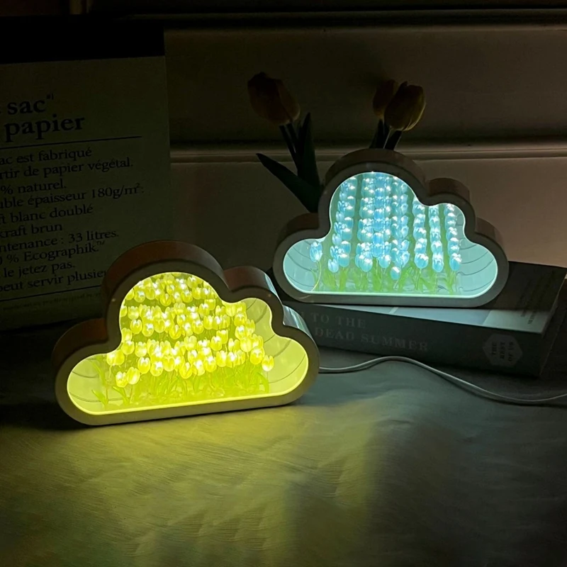 Cloud Tulip Lamp, DIY Tulip Night Light, Cloud Tulip Mirror Night Light, Tulip LED Table Lights, Table Lamp