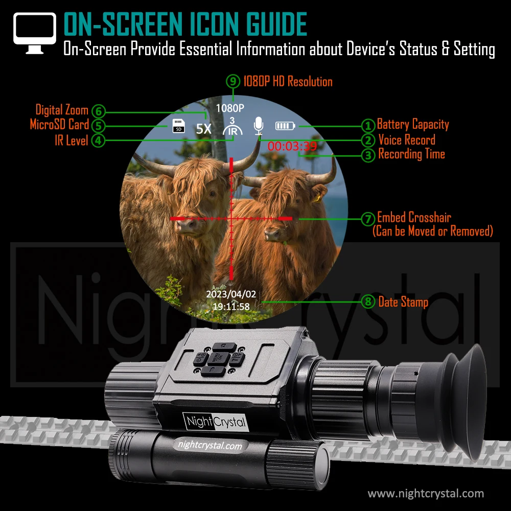 Megaorei NK008 Plus M6A NK008 Monocular Digital Infrared Hunting Camera Night Vision Scope 1080p Video Photo Footage 1.4