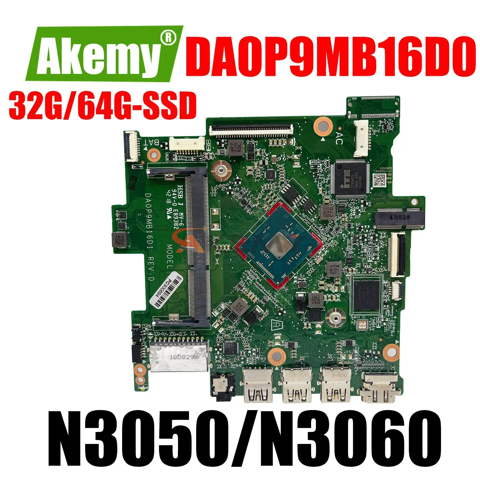 

905305-601 937763-601 For HP Stream 14-AX 14-BE 14T-AX Laptop Motherboard with N3060 N3050 32or64GeMMC and DA0P9MB16D0 mainboard