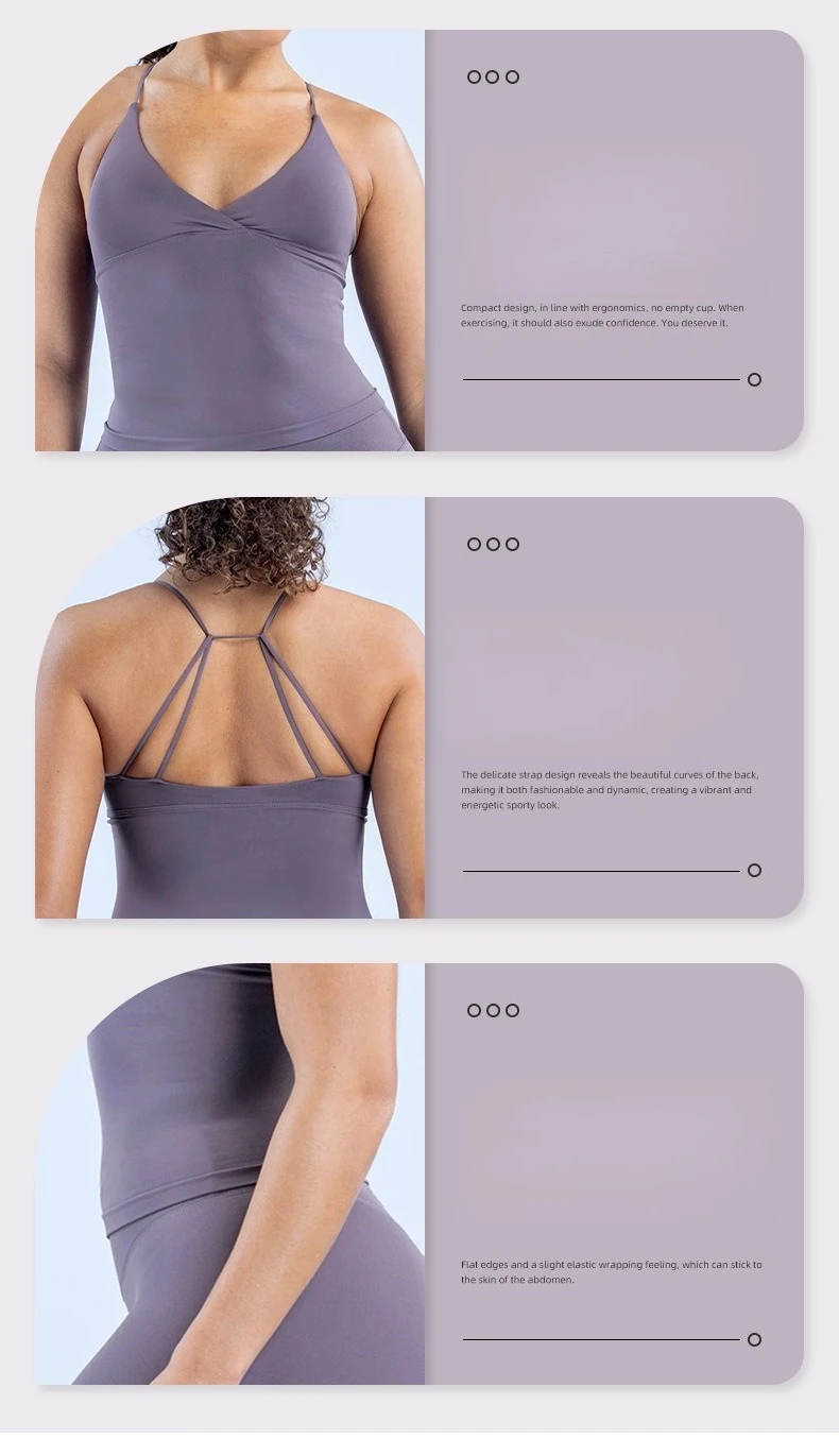 Nahtloses, gepolstertes Sport-Top für Damen mit überkreuzten Trägern, sexy rückenfreies Yoga-Top, hochelastisches Camisole-Oberteil für Sommer, Laufen, Fitness und Workout – Detail 10