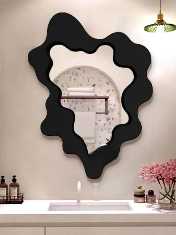 light luxury wall hanging Internet celebrity home dressing mirror living room special-shaped wave decorative mirror