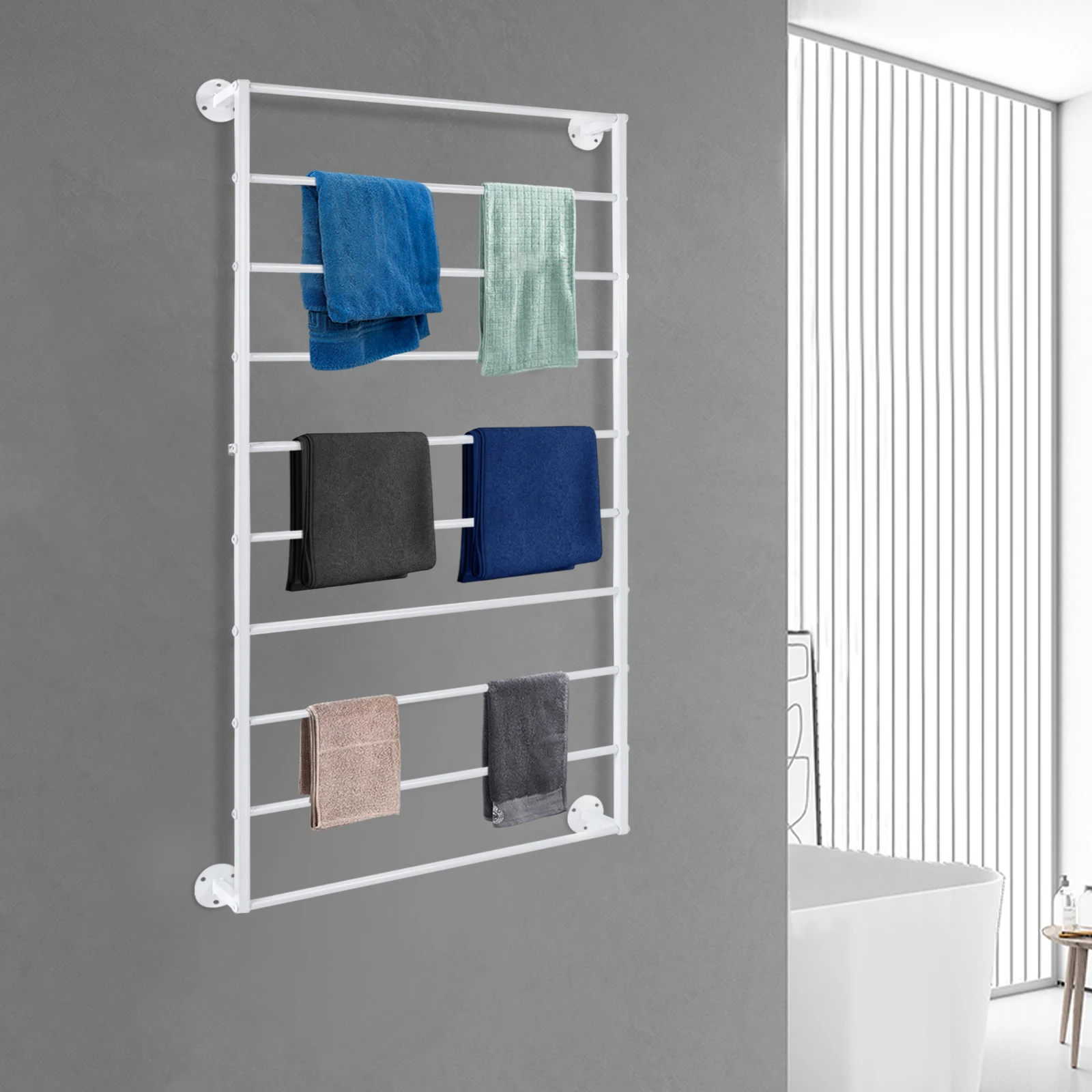 

10-Tier Scarf Rack Wall-Mounted with Detachable Crossbar, Space-Saving Storage for Scarves, Towels, Belts, Accessories