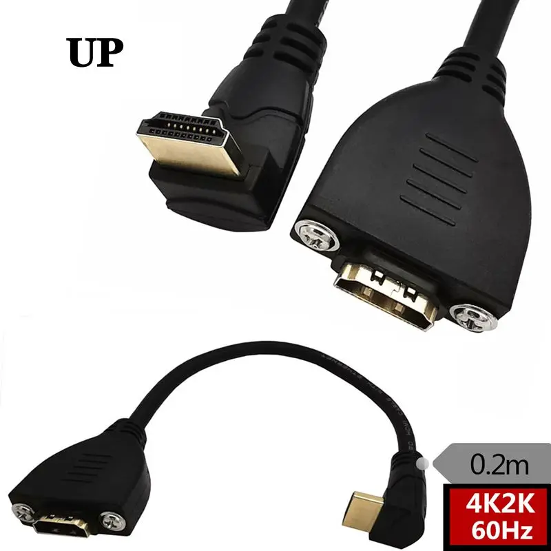 0.2m 4K@60HZ 2.0 Version with Machine HDMI Compatible Male and Female Adjustable Screw Hole Extension with Ear Extension Cable