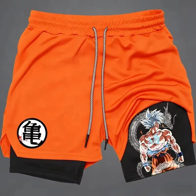 Summer 2026 Dragon Ball Wukong 2-in-1 Double-layer Gym Shorts, Oversized Men's Fitness Neutral Sports Shorts view 3