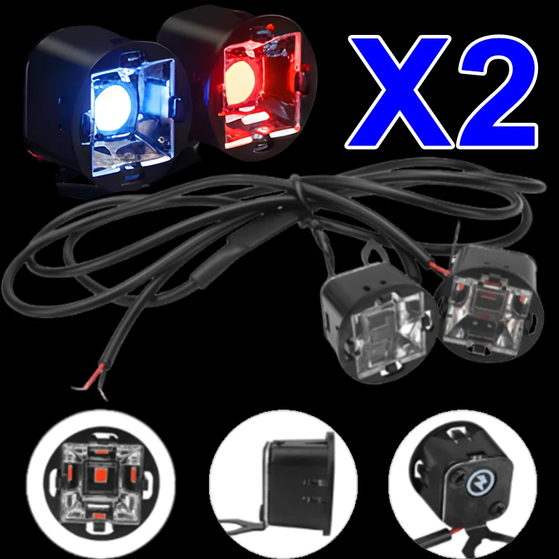 

2PCS/Set Motorcycle LED Red and Blue Blinking Decorative Light Mini Mirror Headlight Turn Signal Lights Indicator Flash Lamps