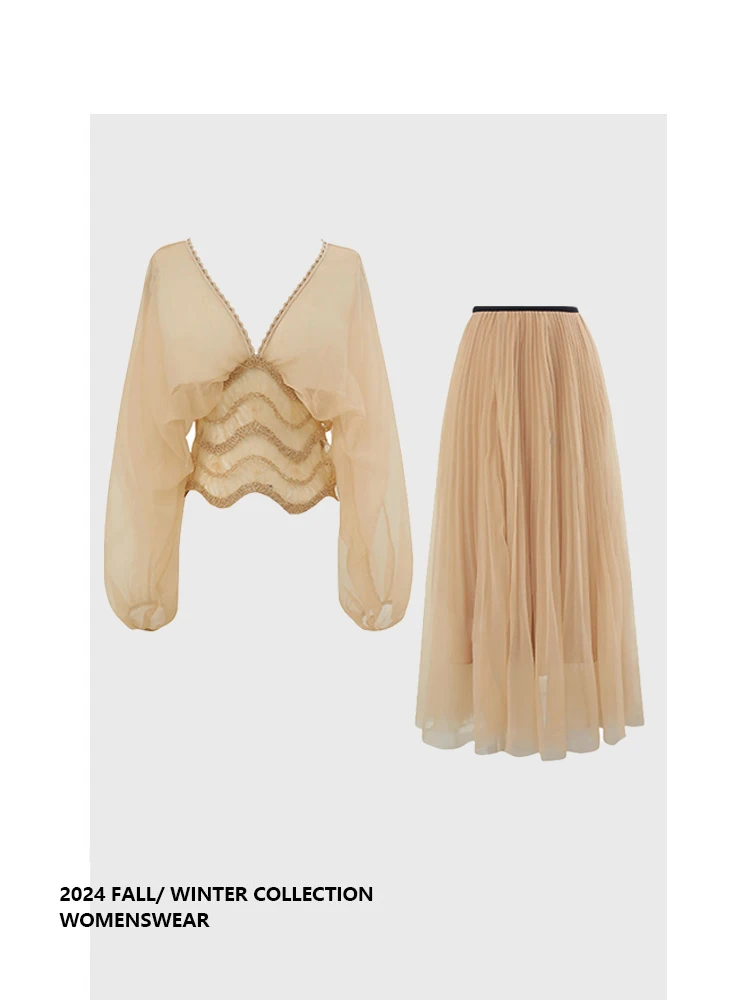 

Forever 2 Romantic Vintage Court Sle f Skirt Set Faionable Ele Spring Summer Ladies Suiting Long Sve Commute