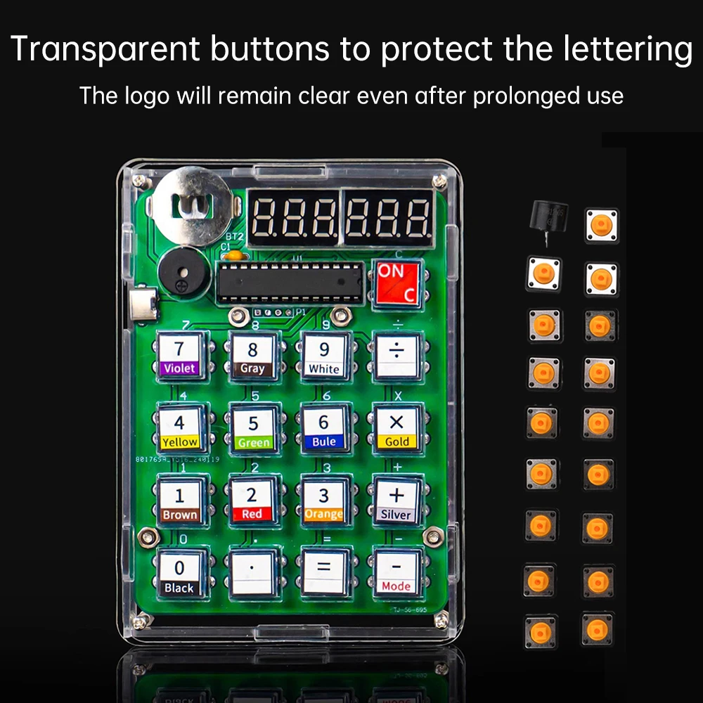 Imagem -04 - Diy Calculadora Eletrônica Peças Soltas 51 Único Chips Ensino Soldagem Prática Suporte Anel de Cor Conversão Resistência