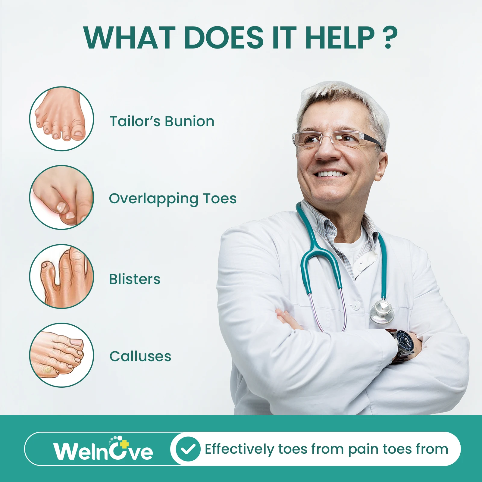 2/4/6/8개입 수미펀 실리콘 엄지발가락 교정기 무지외반증 발 교정기 작은 발가락 교정기 발 관리 도구