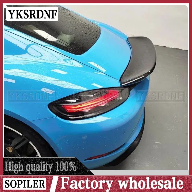 

Задний спойлер для Porsche 718 Boxster Base S Coupe & Cayman 16-22, крыло из натурального углеродного волокна, крышка багажника, клапан, отделка крыши, сплиттер