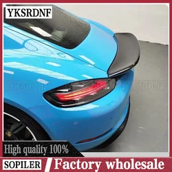 For Porsche 718 Boxster Base S Coupe & Cayman 16-22 Rear Spoiler Wing Real Carbon Fiber Trunk Lid Flap Trim Roof Splitter Lip