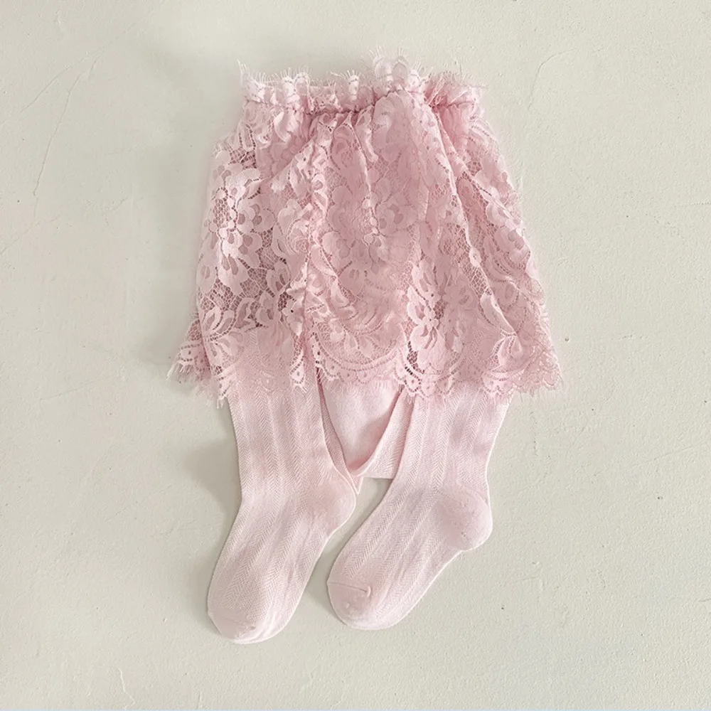 

Breathable Baby Girls Lace Tights with Skirt Thin Pantyhose Children Sweet Leggings Summer