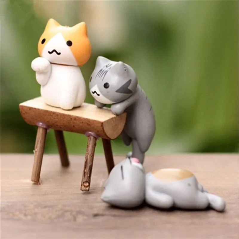 6Pcs/Set Funny Neko Atsume Meow Mochi Dango Cat Flower Pot Micro Landscape Mini Doll Balcony Decorations Flower Pot Home Decor