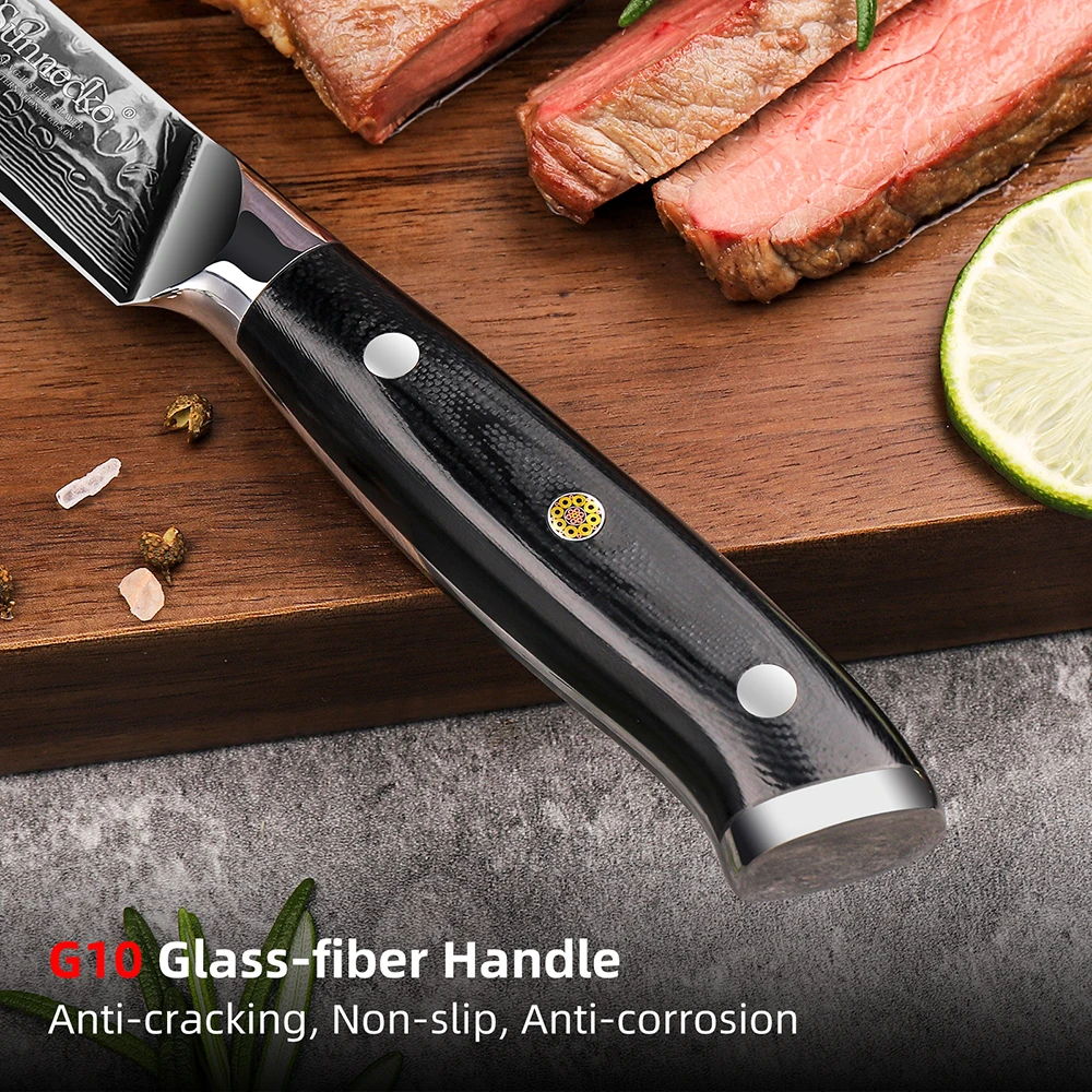 Sunnecko Utility Steak Knives 1-8PCS/Set Damascus Steel Chef\'s Table Meat Cutting Knife Sharp Tableware Kitchen Slicing Tools