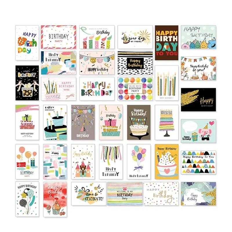 36 Pack Greeting Card Eco Friendly Unique Birthday Cards Large Happy Birthday Cards Set For Adults And Kids Writing