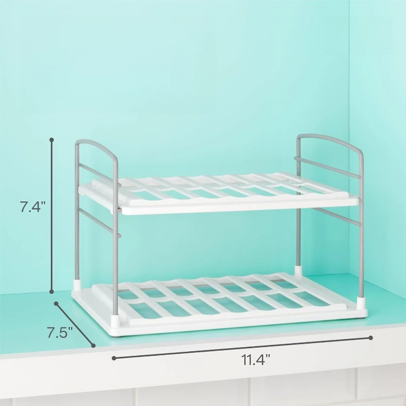 

YouCopia UpSpace Water Bottle and Travel Mug Cabinet Organizer, Adjustable Storage Rack for Kitchen Organization, 3-Shelf