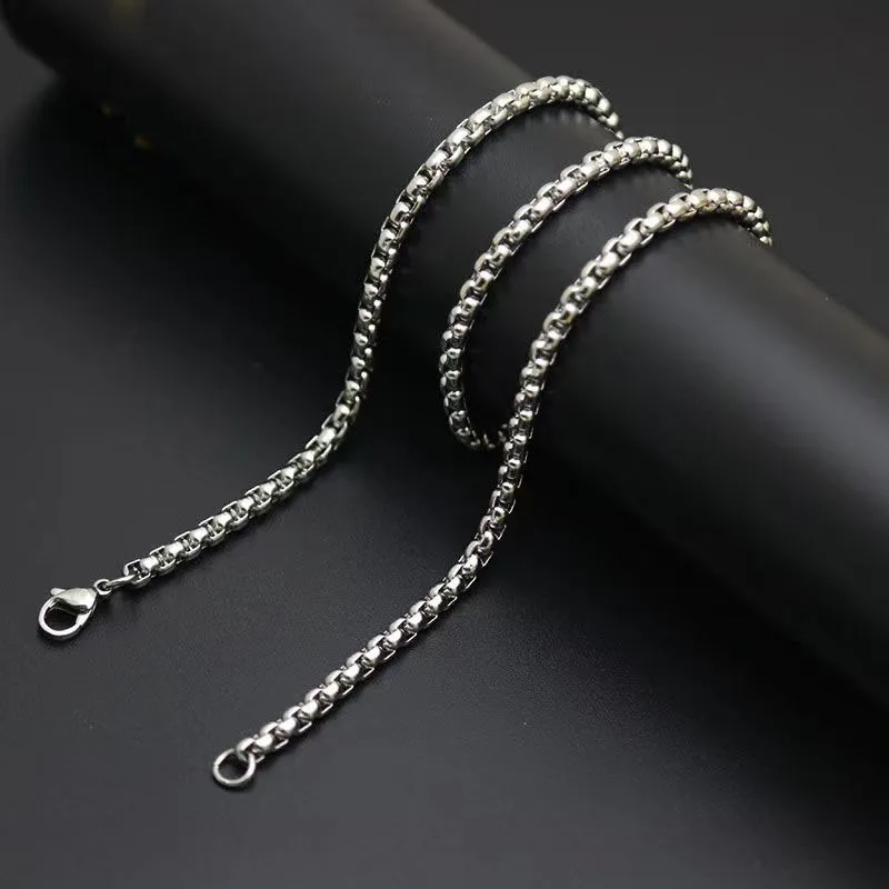 

Handmade 3/4mm Pure Titanium Necklace Hip-Hop Style Anti Allergy Couple Necklace Versatile Birthday Gift Men's Trendy Chain