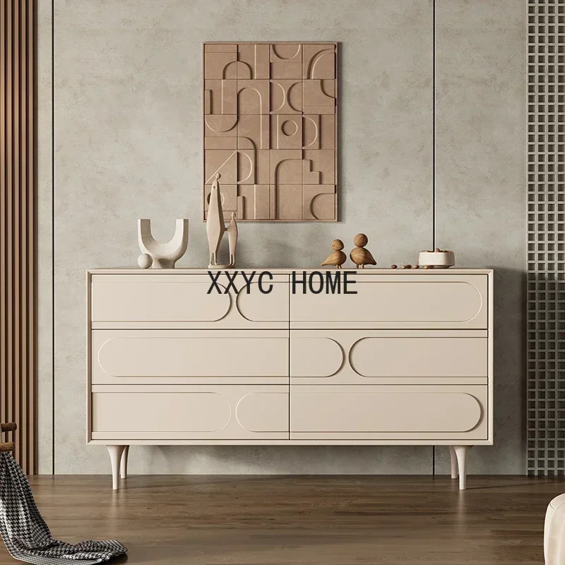 

Chest of Six Drawers Entrance Cabinet Nordic Cream Bedroom Solid Wood Chest of Drawers Storage Cabinet Side Cabinet