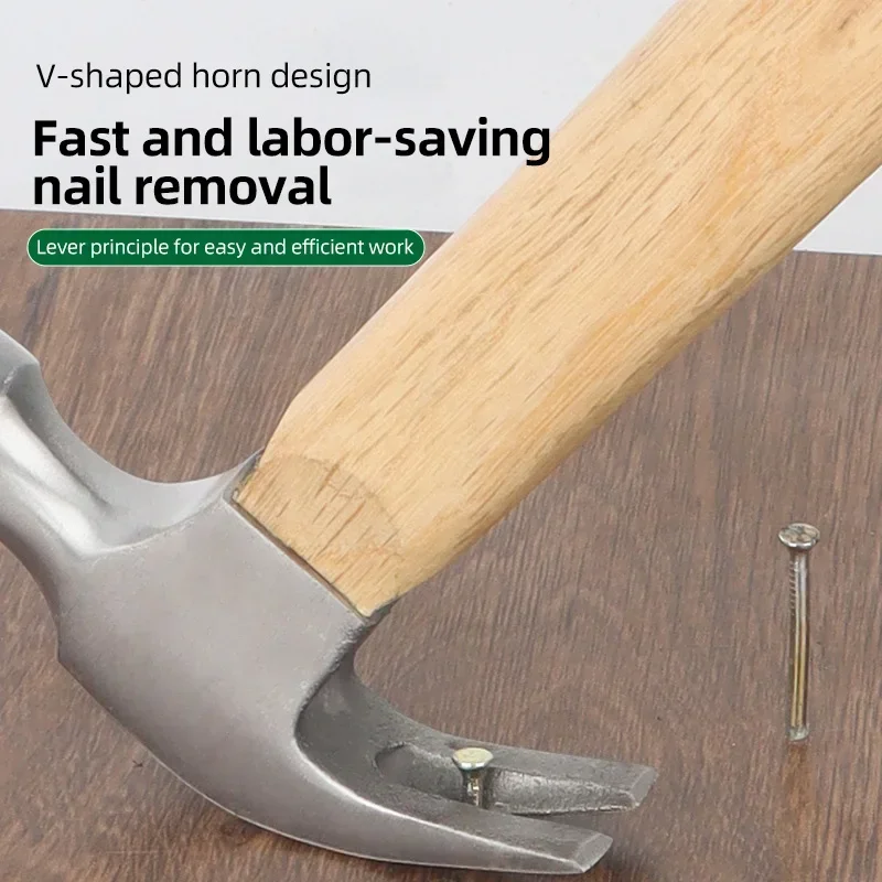 1pcs Short Handle Mini Hammer Solid Wood Short Handle Octagonal Hammer 1LB High Carbon Steel Small Hammer Manual Hardware Tool