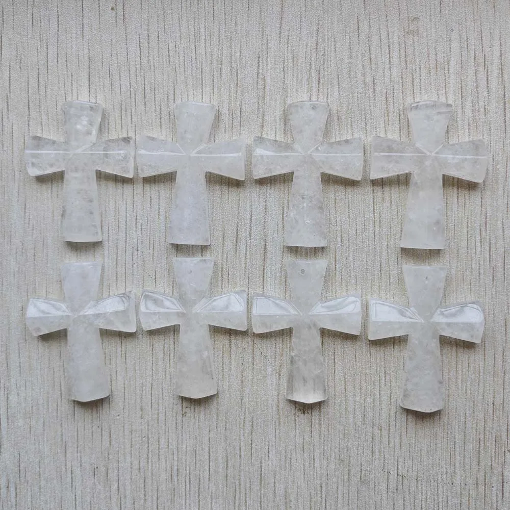 

Good quality natural white crystal Fashion cross pendants Charm fit Necklaces jewelry making free shipping Wholesale 8pcs/lot