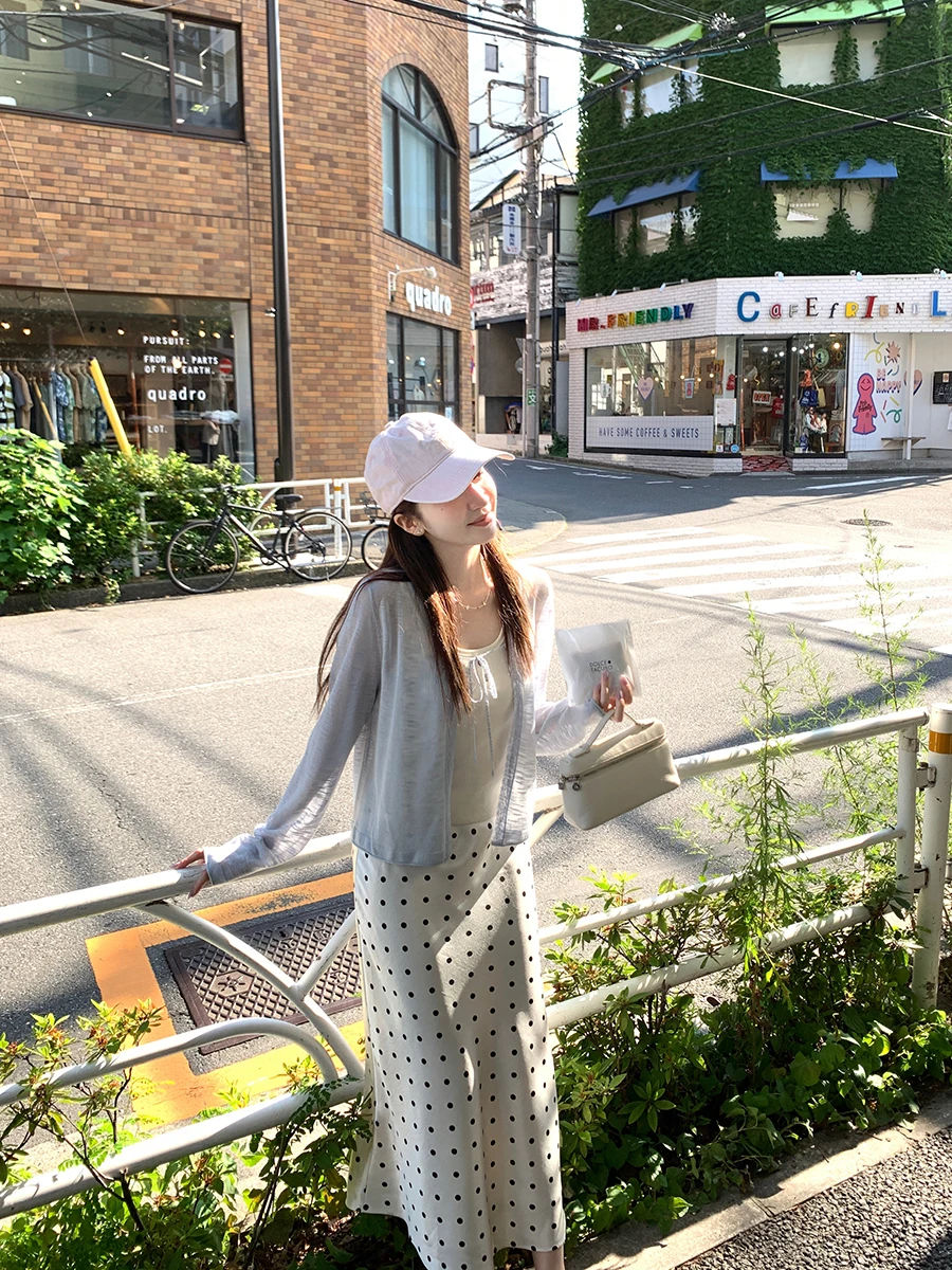 

YANUOYU Pearl Girl Satin Fi Tail f Skirt Thin Dra A-Line Polka Dot Skirt Women Commute High Waist Polyester Fiber