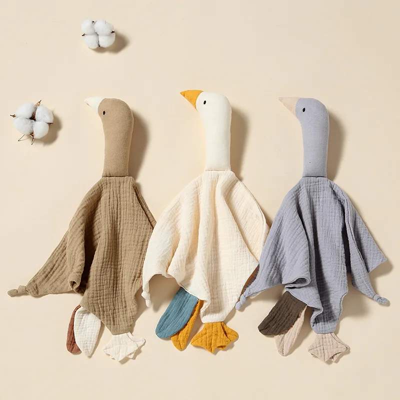 Schattige Zwaan Baby Katoenen Dekbed Deken Pasgeboren Cartoon Slaappoppen Slaap Speelgoed Kalmeren Handdoek Slabbetjes Speeksel Handdoek Nieuw