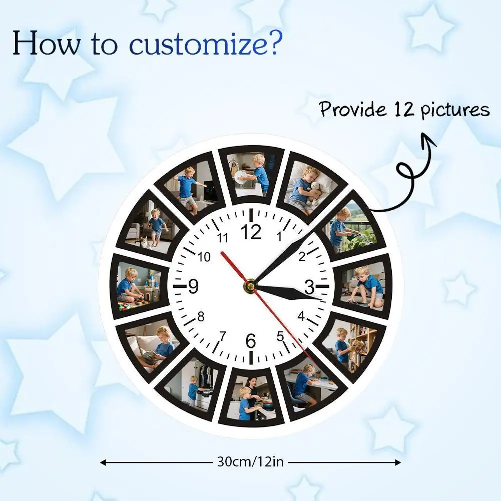 صورة مخصصة ساعة حائط صور مجمعة ساعة المنزل شخصية المنزل صور طباعة ساعة حائط ساعة حائط اكسسوارات الديكور #1