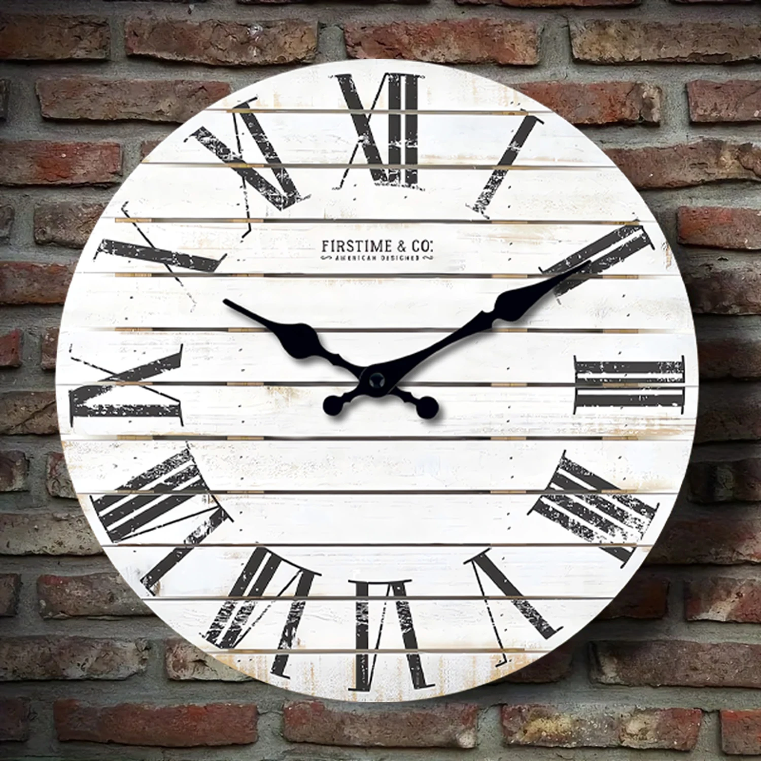 1pc white wooden wall clock, retro Roman numerals design wall clock, non-ticking silent clock, living room study decoration view 2