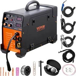 VEVOR MIG Welder 250/160/200A TIG Arc Welder 3 in 1 Welding Machine Stick IGBT DC Inverter  Digital Display Combo Work, and DIY