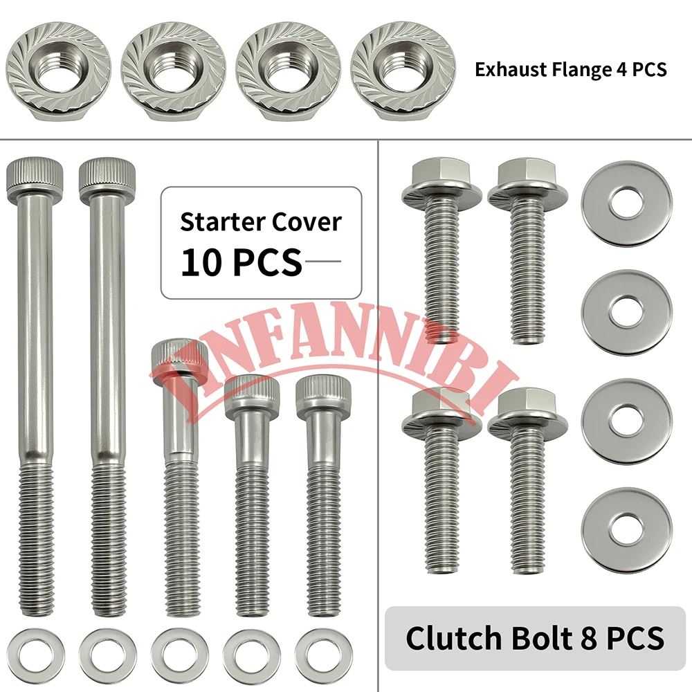 Polished Stainless Steel Engine Bolts Screws Kit Set For Honda XR650L 1993-2003 2004 2005 2026
