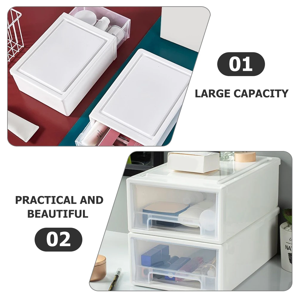 

Drawer Storage Box Desktop Organizer Tabletop with Drawers Plastic Sundry Makeup for Vanity Containers