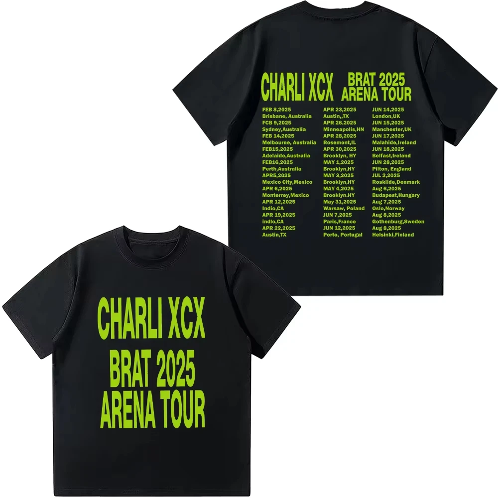 

Футболка Charli Xcx Brat 2025 Arena Tour, женские модные хлопковые футболки в стиле Харадзюку, повседневные удобные модные футболки большого размера унисекс