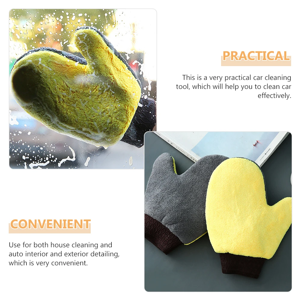 

1Pair Coral Fleece Car Wash Mitt Scratch Free Soft Portable Multi Purpose Auto Detailing Dust Mitten Exterior Care Products