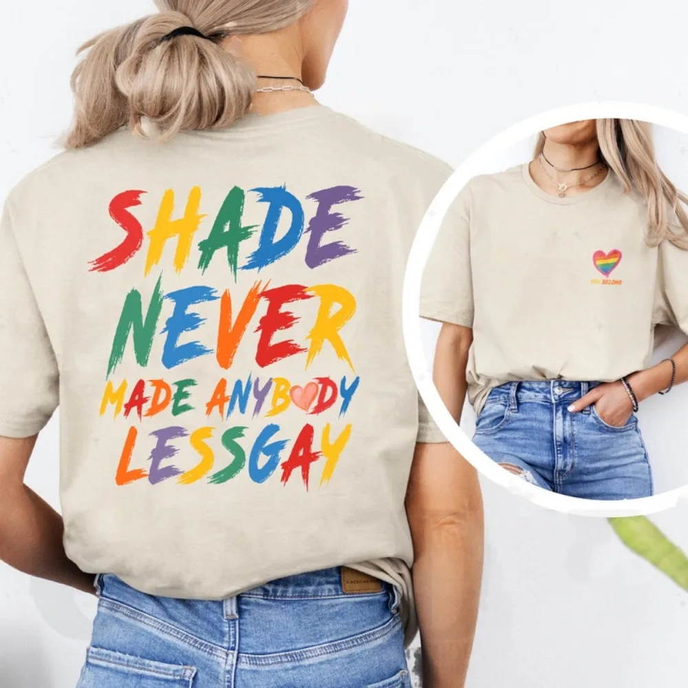 LGBT Pride Womens Tshirt Gay Rights Cotton Double Sided  Tee Short Sleeve Summer Casual Shirt You Need To Calm Down Graphic Tops