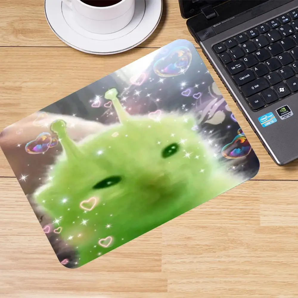 Silly Green Alien Character Wearing Glasses Humor Graphic Fit Laptop Desktop Mousepad