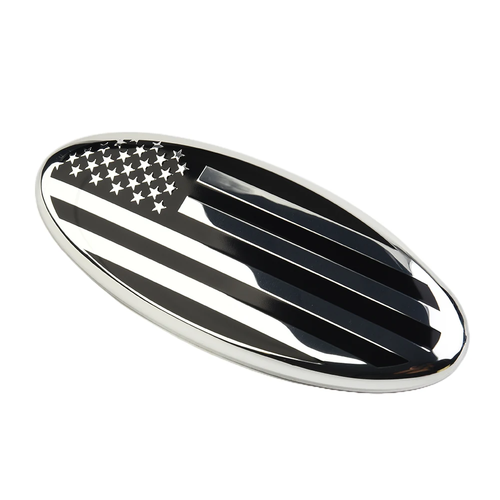 

Hot New Car Logo Grille 1 Piece 9inch/Silver Flag ABS&Aluminum Word Logo On The Back Of Seat Easy Installation