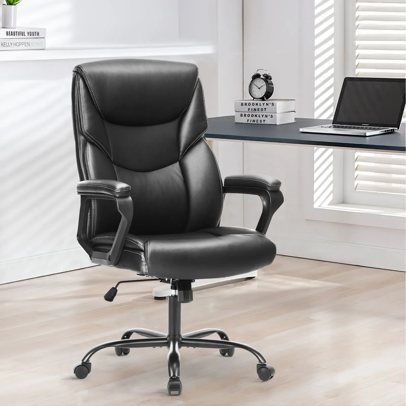 Pop Ergonomic PU Leather Padded Armrest Living Room Rocking Gaming Chair Swivel Wheel With Lumbar Support Gaming Chairs