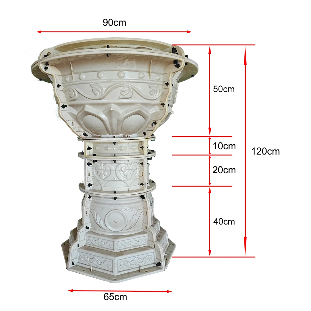 Thickened ABS plastic steel flowerpot mold basin cement mold with balcony guardrail square column pier Roman column mold project