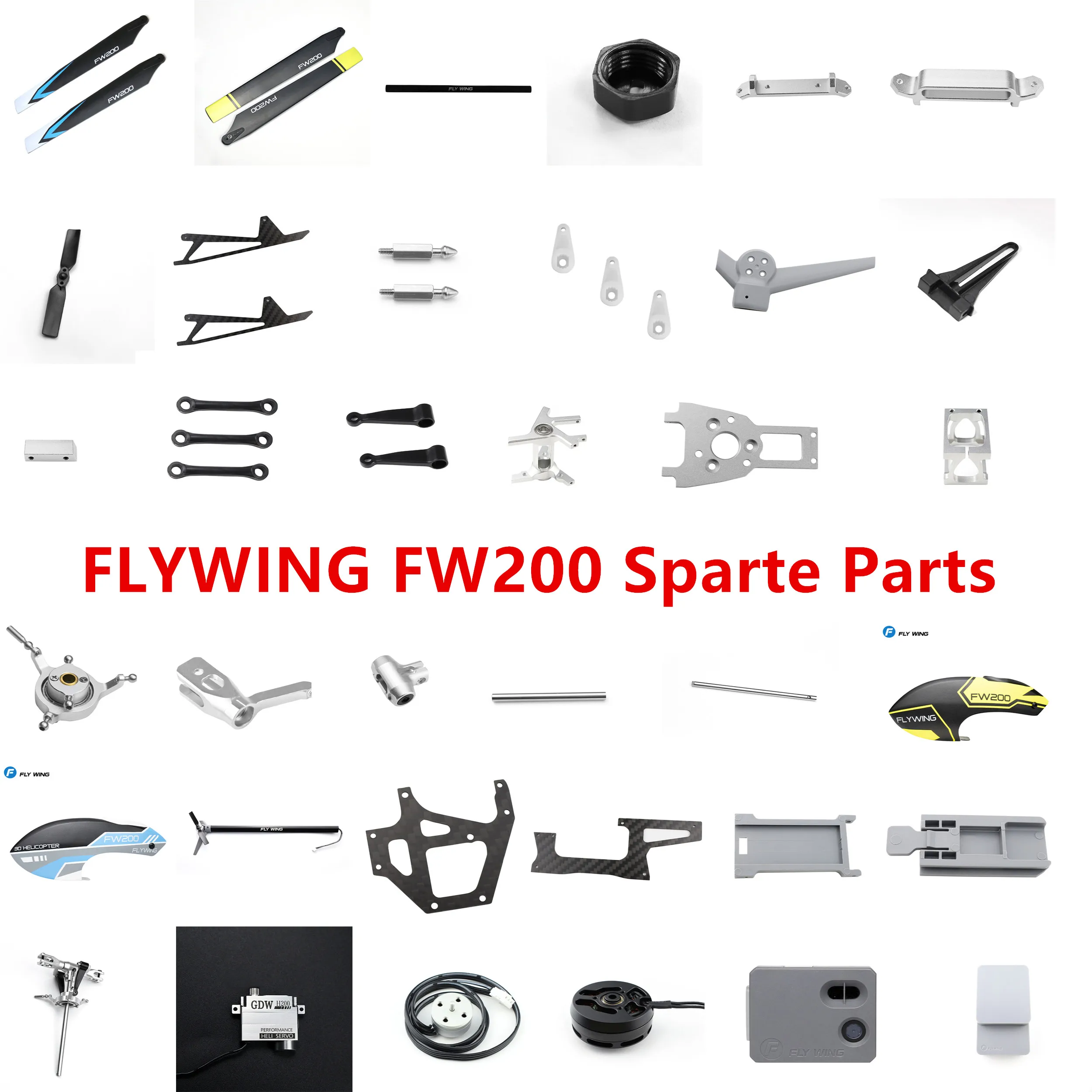 

Запчасти для вертолета FLYWING FW200 RC, моторчик с пропеллером, зажим для лопасти и т. Д.